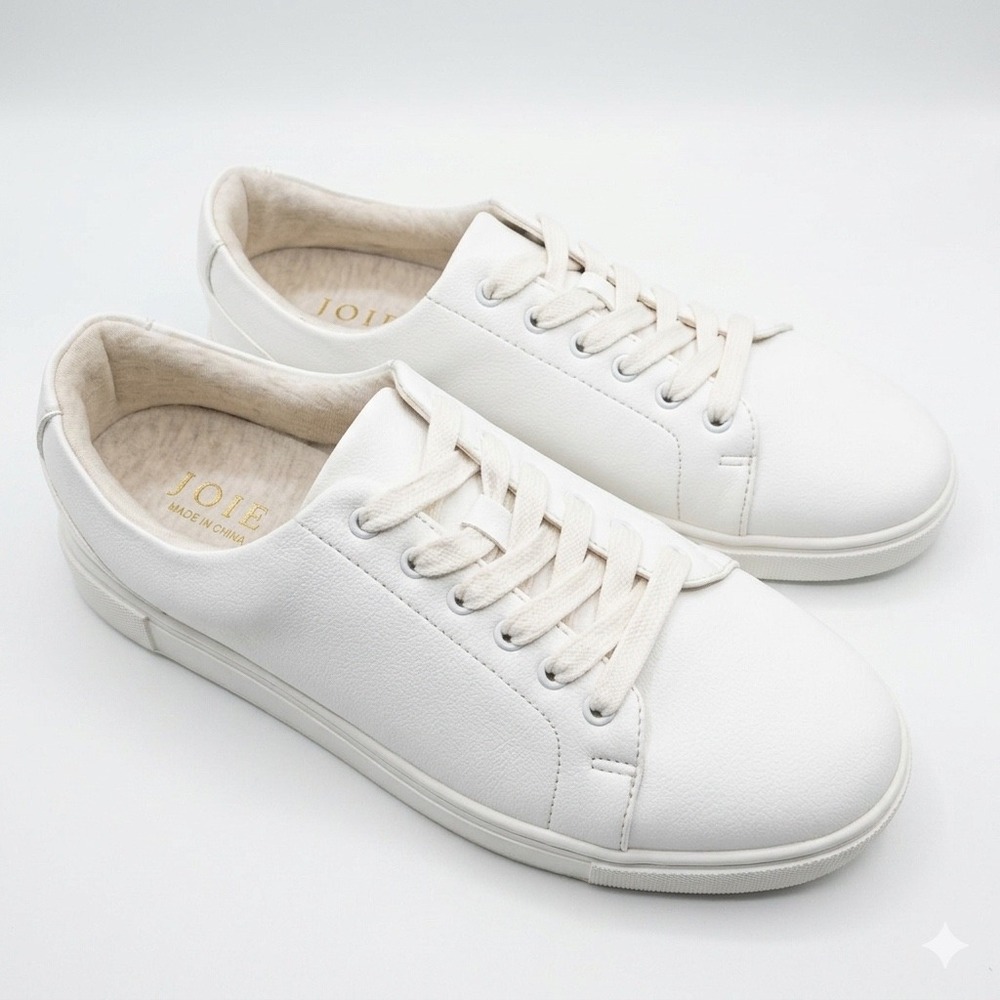 Joie Harvard Sneakers Womens 9 White Synthetic Leather Low Top Lace Up Fashion